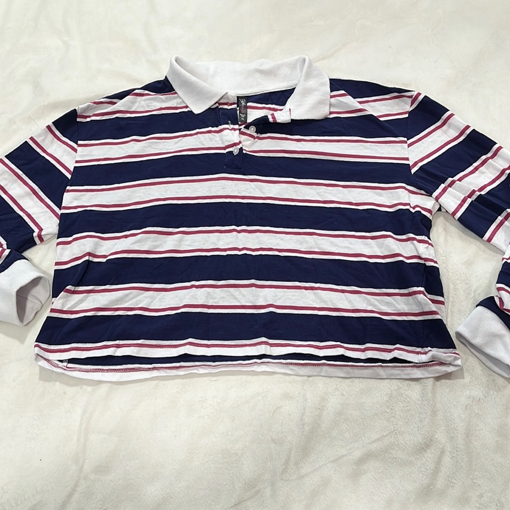 Electric Pink Stiped Polo Top